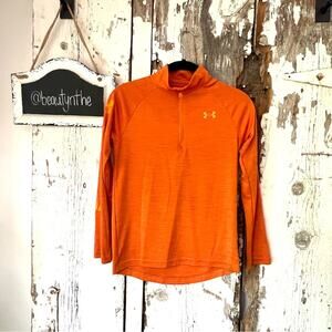 Under Armour 1/4 zip Youth Heat Gear Long Sleeve Shirt Top Orange